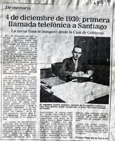 4 de diciembre de 1930: primera llamada telefónica a Santiago