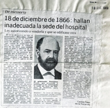 18 de diciembre de 1866: hallan inadecuada la sede del hospital