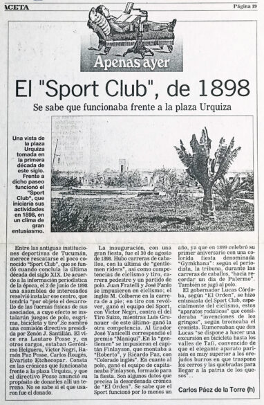 El “Sport Club” de 1898