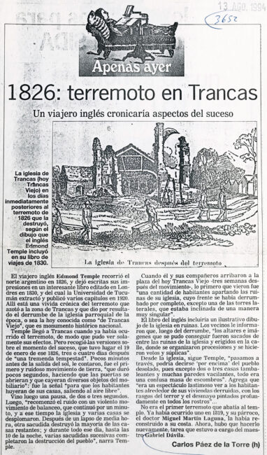 1826: terremoto en Trancas