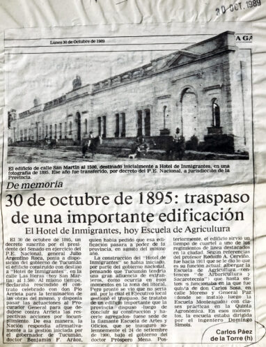 30 de octubre de 1895: traspaso de una importante edificación