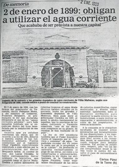 2 de enero de 1899: obligan a utilizar el agua corriente