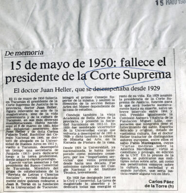 15 de mayo de 1950: fallece el presidente de la Corte Suprema.