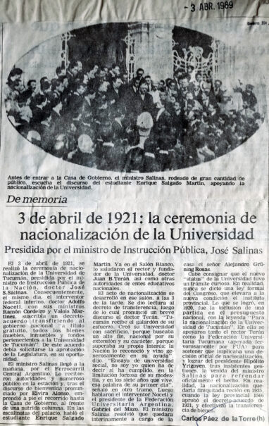 3 de abril de 1921: la ceremonia de nacionalización de la universidad.