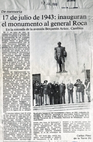 17 de julio de 1943: inauguran el monumento del General Roca