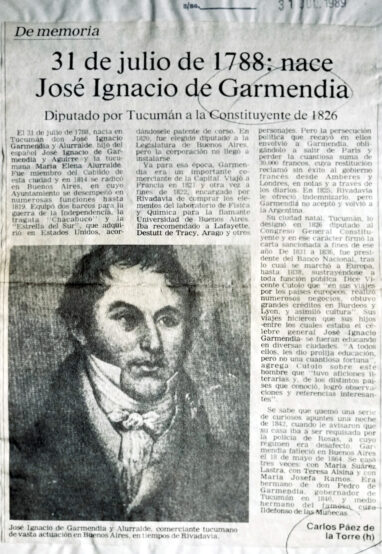 31 de julio de 1788: nace José Ignacio de Garmendia