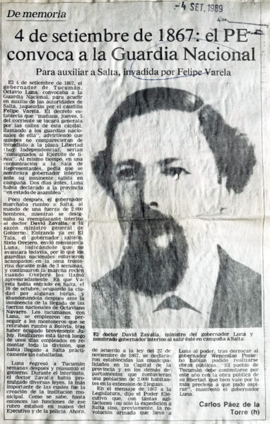 4 de septiembre de 1867: el PE convoca a la Guardia Nacional.