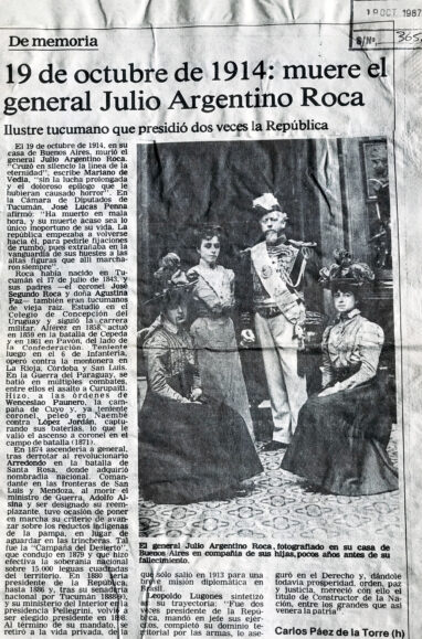 19 de octubre de 1914: muere el general julio argentino roca