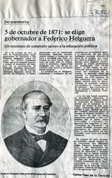 5 de octubre de 1871: se elige gobernador a Federico Helguera