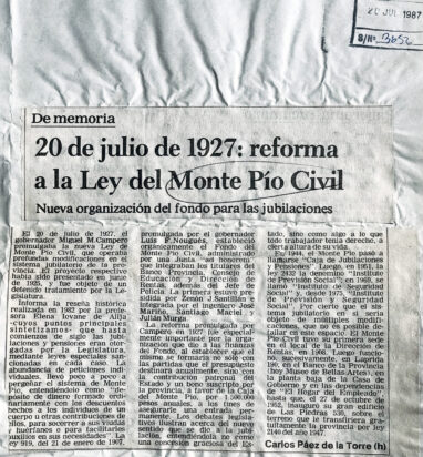 20 de julio de 1927: reforma a la ley del monte Pío civil