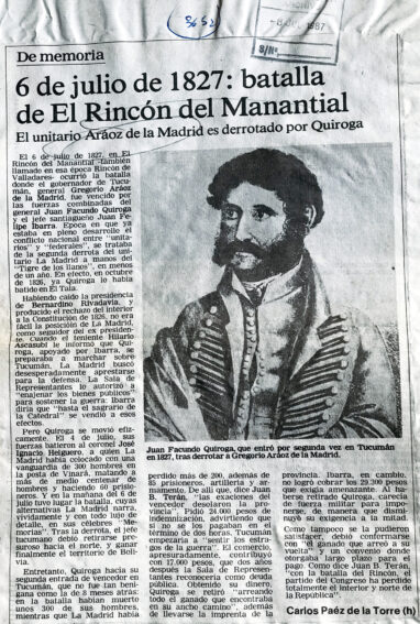 6 de julio de 1827: batalla de el Rincón del manantial