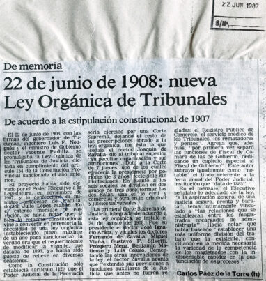 22 de junio de 1908: nueva ley orgánica de tribunales