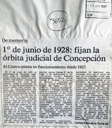 1 de junio de 1928: fija en la órbita judicial de Concepción