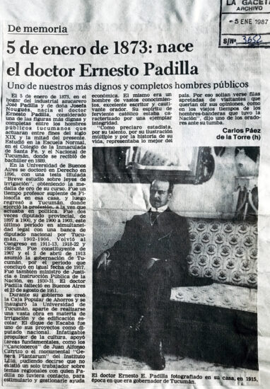 5 de enero de 1873: nace el doctor Ernesto Padilla