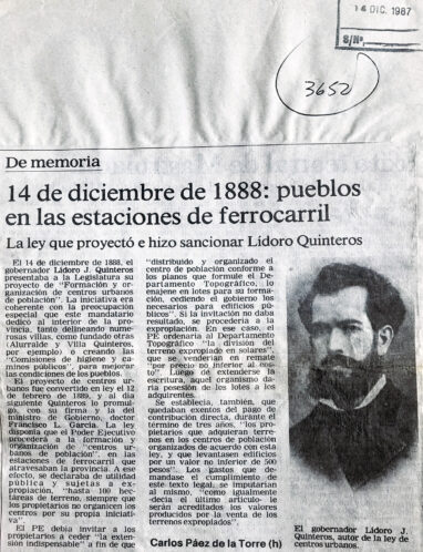 14 de diciembre de 1888: pueblos en las estaciones de ferrocarril