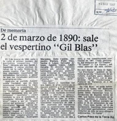 2 de marzo de 1890: sale el vespertino Gil Blas