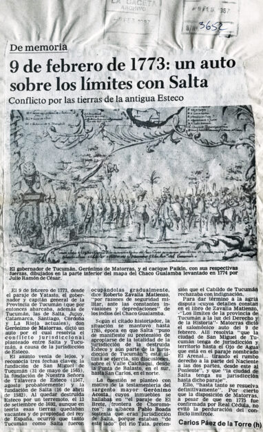 9 de febrero de 1773: un auto sobre los límites con Salta