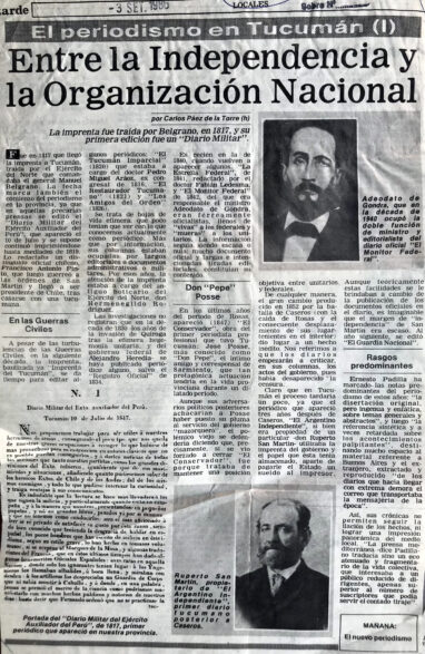 El periodismo en Tucumán (I): Entre la Independencia y la Organización Nacional