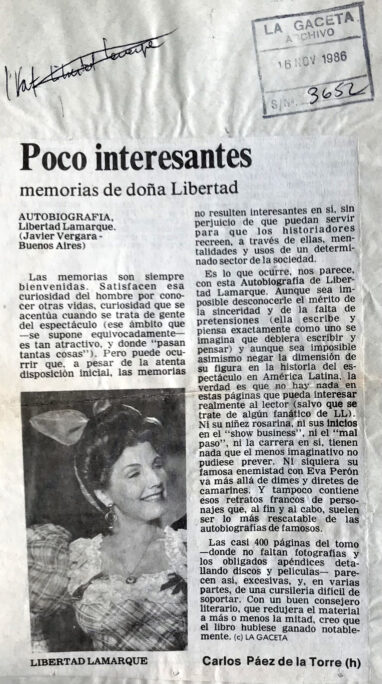 Poco interesantes memorias de doña Libertad