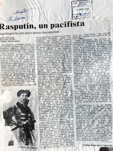 Rasputín, Un pacifista