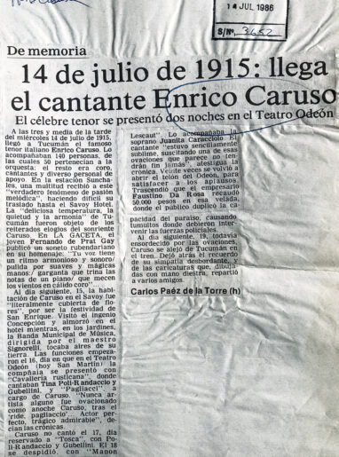 14 de julio de 1915: llega el cantante Enrico Caruso