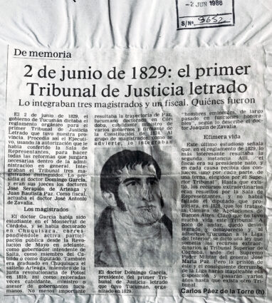 2 de julio de 1829: el primer tribunal de justicia letrado