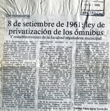 8 de septiembre de 1961: ley de privatización de los ómnibus