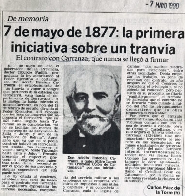 7 de mayo de 1877: la primera iniciativa sobre un tranvía