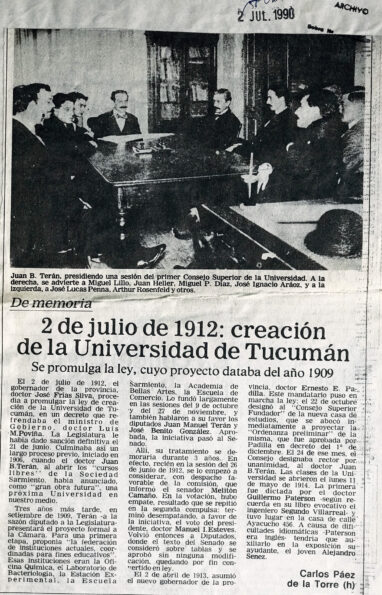 2 de julio de 1912: creación de la Universidad de Tucumán