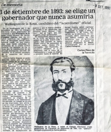 3 de septiembre de 1893: se elige un gobernador que nunca asumiría. Wellington de la Rosa