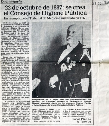 22 de octubre de 1887: se crea el Consejo de higiene pública