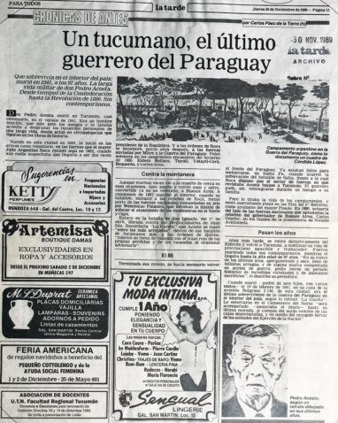 Un tucumano, el último guerrero del Paraguay