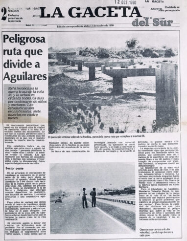 Peligrosa ruta que divide a Aguilares