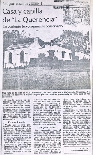 Antiguas casas de campo: Casa y capilla de “La Querencia”