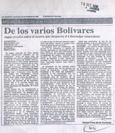 De los varios Bolívares. Sagaz estudio sobre el interés que despierta el Libertador venezolano.