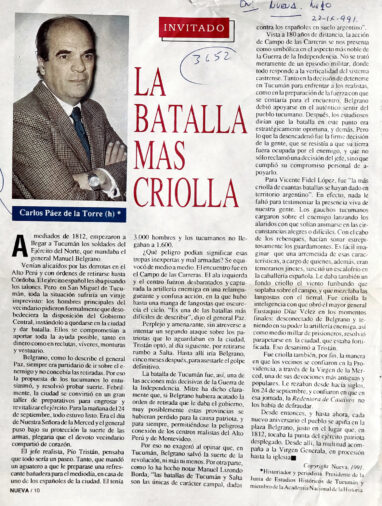 La batalla más criolla