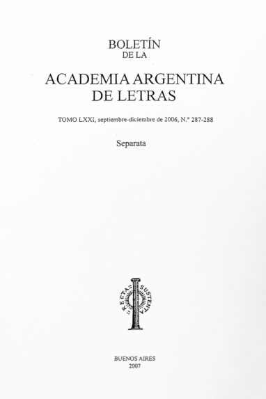 Boletín – separata – Academia Argentina de Letras