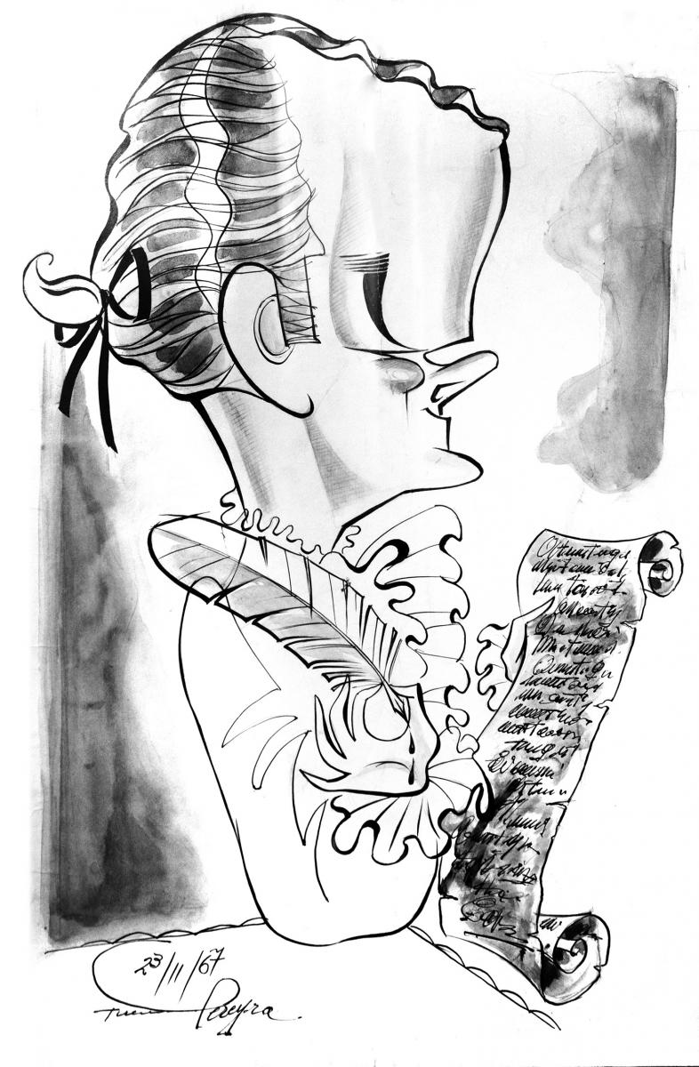 un dibujo de 1967 caracterizado como escriba siglo xviii 1076576 082816