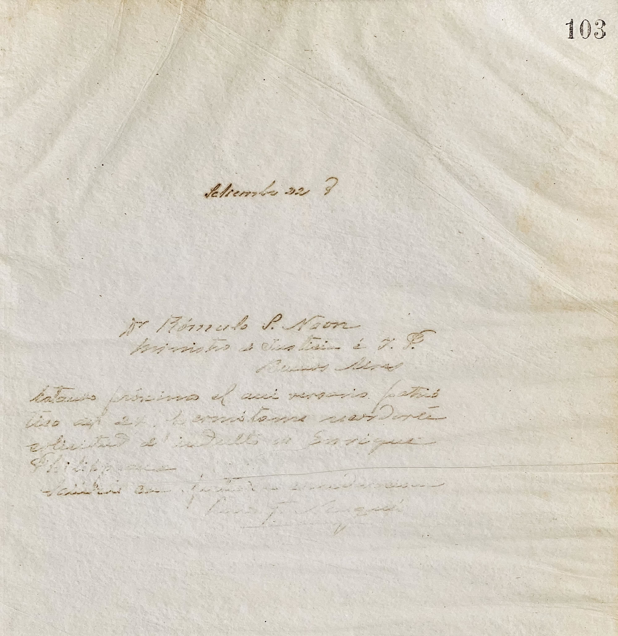 Carta al Ministro de Justicia Rómulo Sebastián Naón de Luis F. Nougués