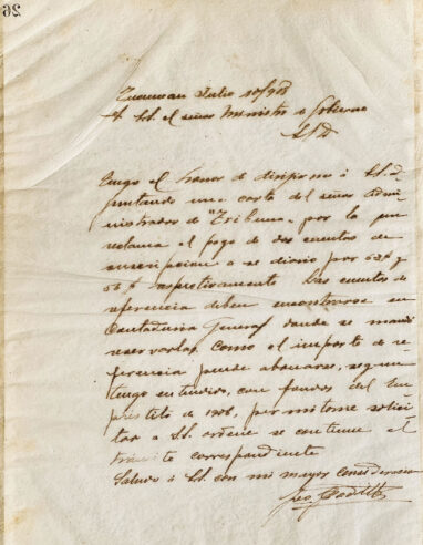 Carta de José Padilla al Dr. Ministro de Gobierno