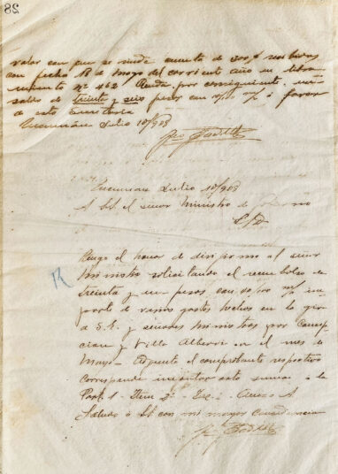 Cartas de José Padilla al Sr. Ministro de Gobierno
