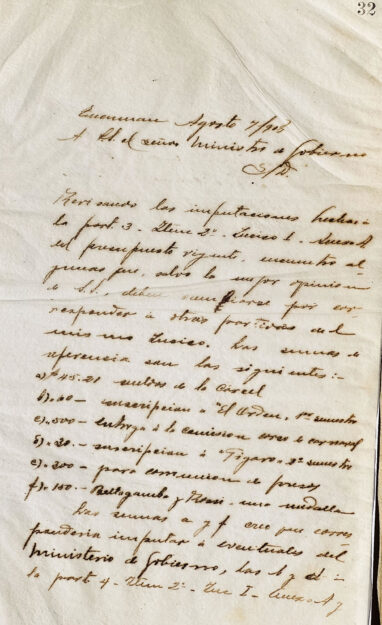 Carta de José Padilla al Sr. Ministro de Gobierno