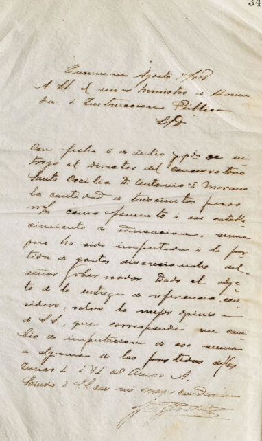 Carta de José Padilla al Sr. Ministro de Hacienda