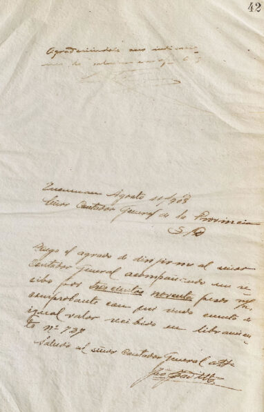 Carta de José Padilla al Sr. Contador General de la Provincia