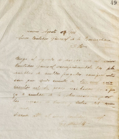 Carta al Sr. Contador General de la Provincia de José Padilla