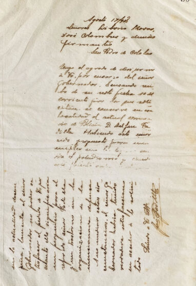 Carta a los señores Liborio Rosas, José Colombres y demás firmantes de José Padilla