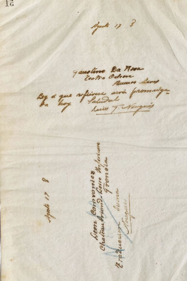Carta de Luis F. Nougues a Faustino Da Rosa