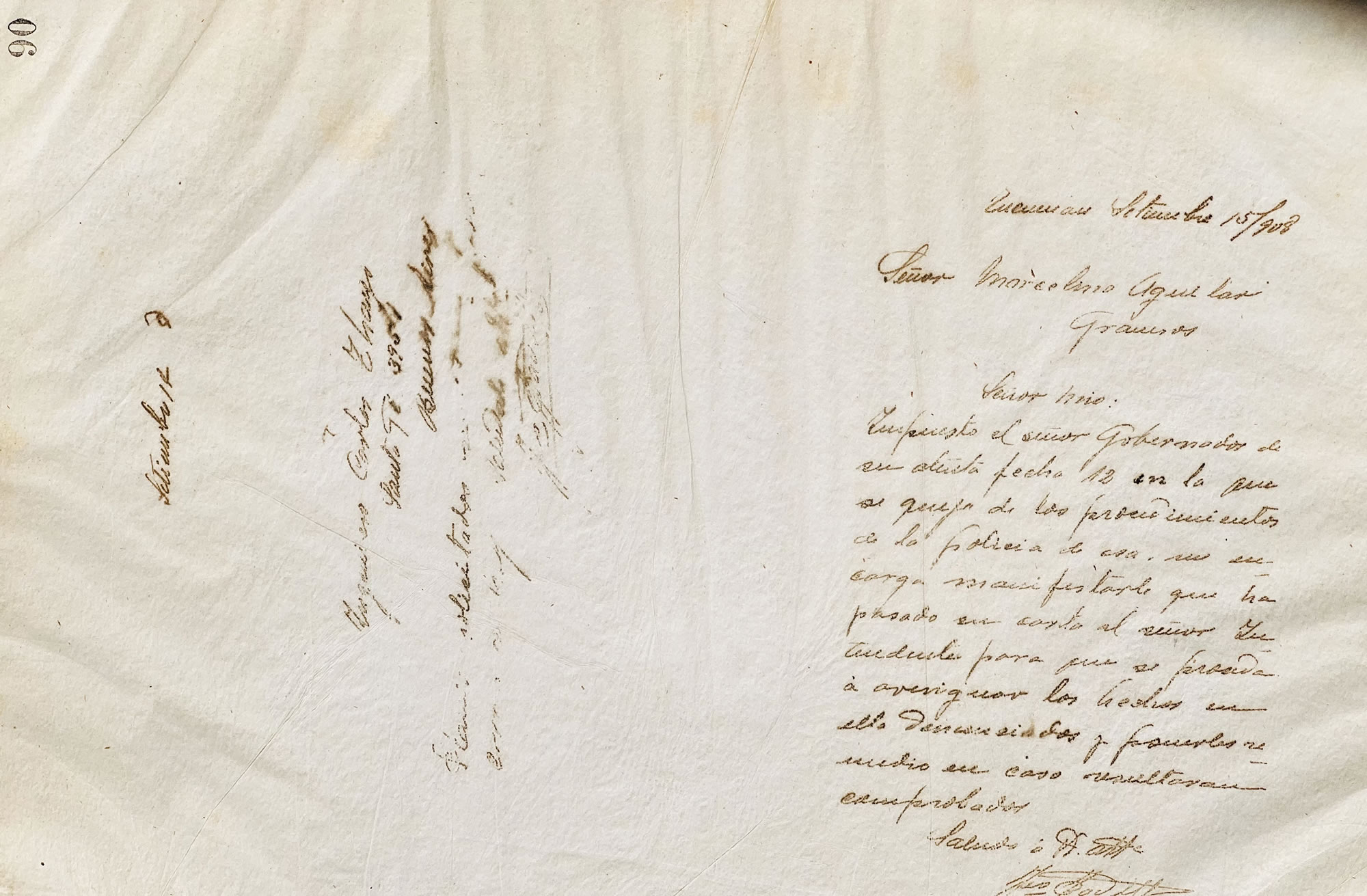 Carta al Sr. Marcelino Aguilar de José Padilla