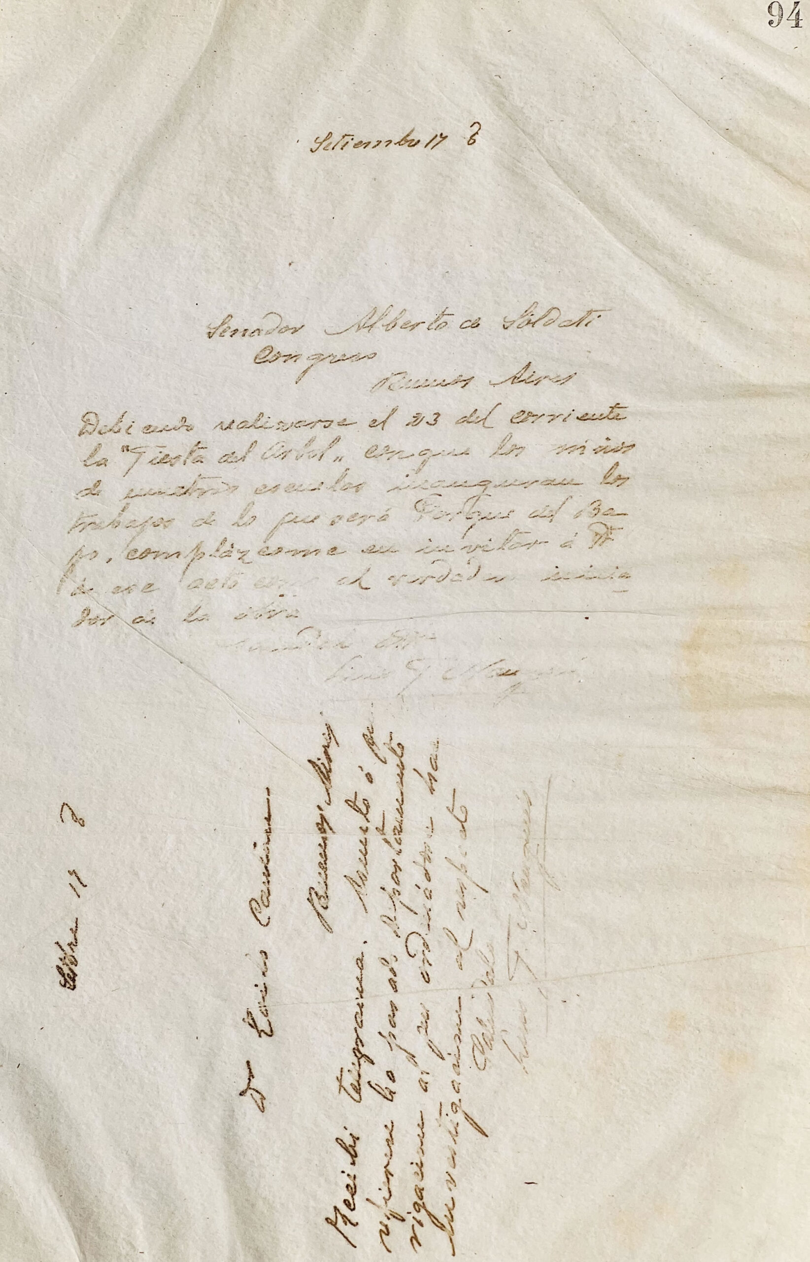 Carta a Alberto de Soldati y a (otro) de Luis F. Nougués