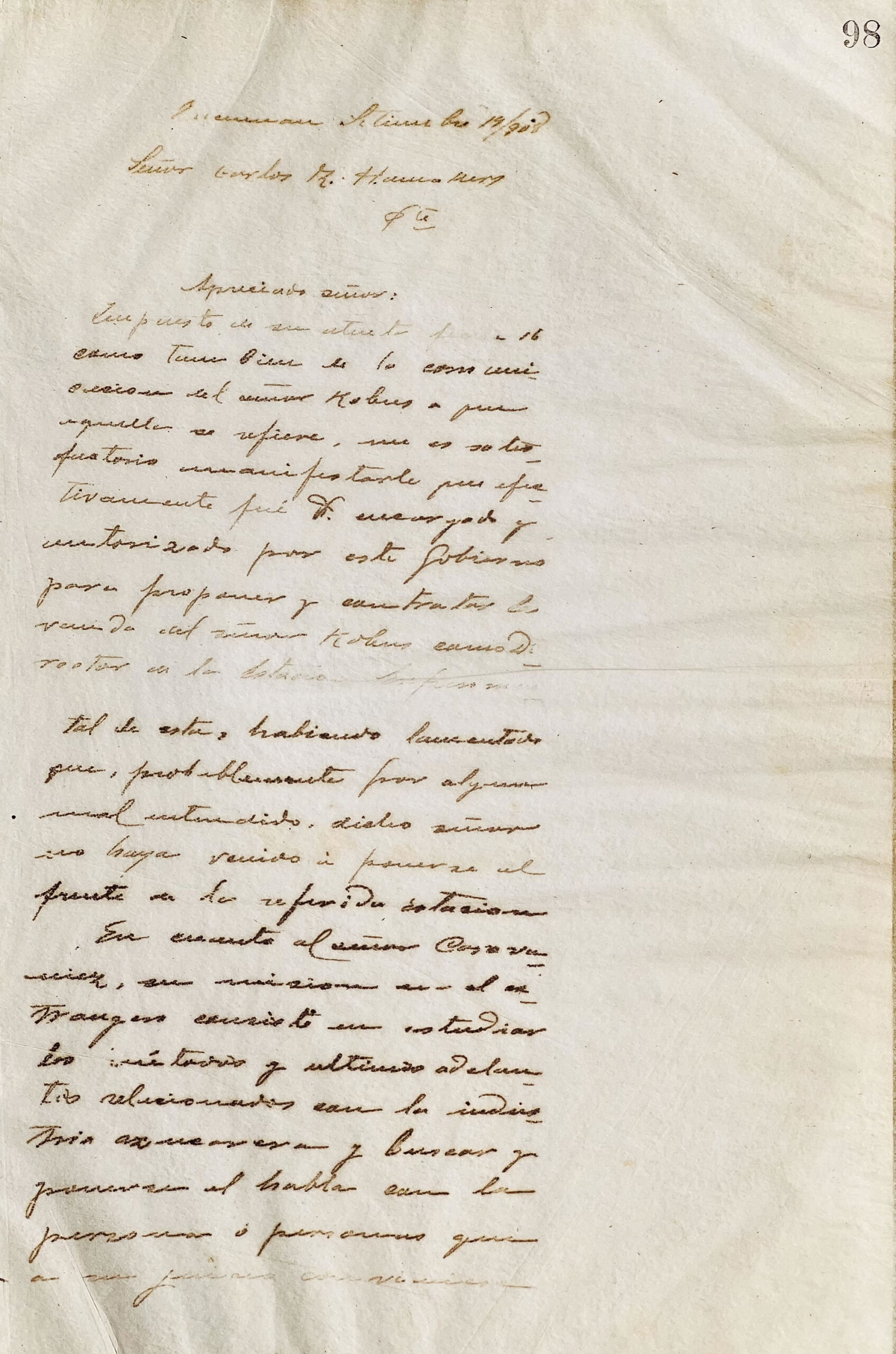 Carta al Señor Carlos R. H. De Luis F. Nougués